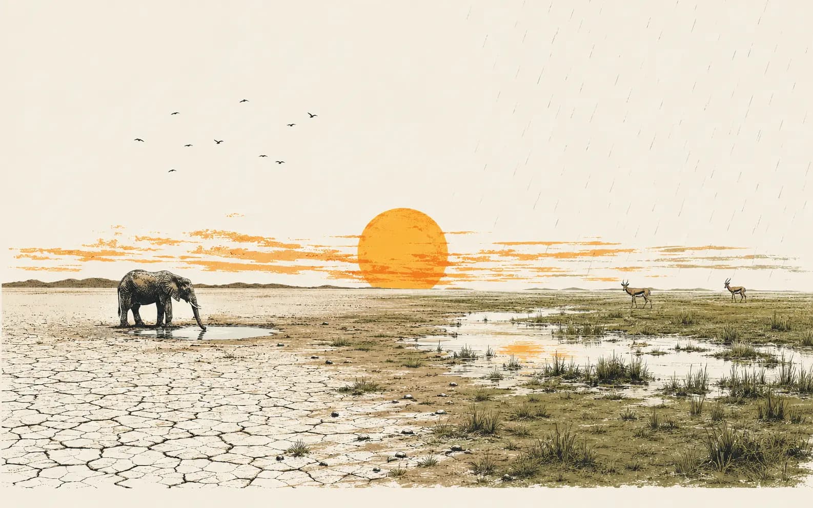Illustration for: Etosha in the dry and wet seasons